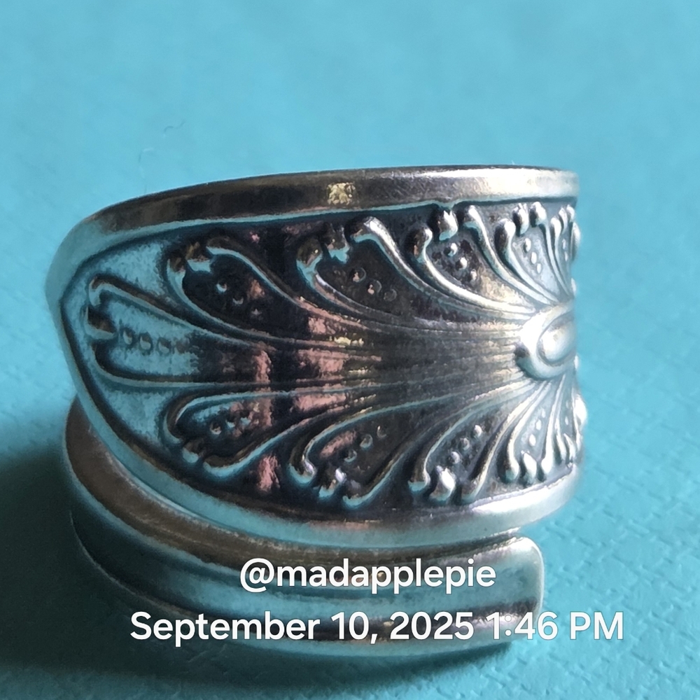 Antique Vintage Spoon Ring Sterling Silver Statement Piece Handmade #108